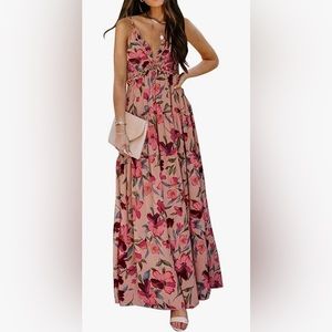 Pink floral maxi dress